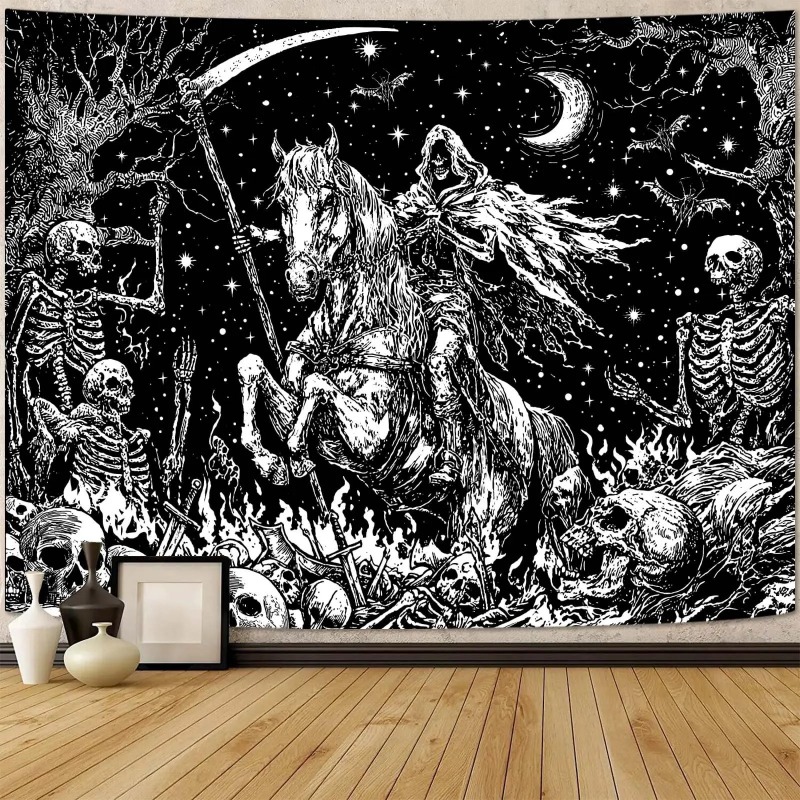 Tenture Murale Tête de Mort – Cavalier de la Mort sous la Lune Noire