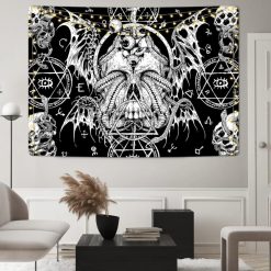 Tenture Murale Tête de Mort – Invocation Occulte aux Serpents